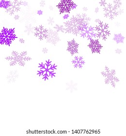 Winter snowflakes border cool vector background.  Macro snowflakes flying border graphics, holiday card with flakes confetti scatter frame, snow elements. Cold season winter symbols.