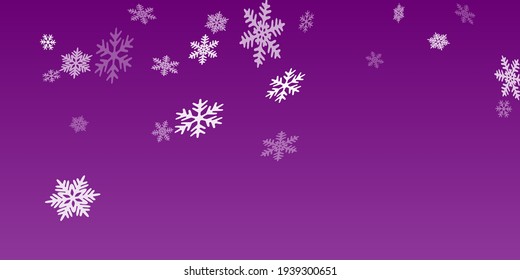 Winter snowflakes border cool vector background.  Macro snowflakes flying border design, holiday card with flakes confetti scatter frame, snow elements. Cold season winter symbols.