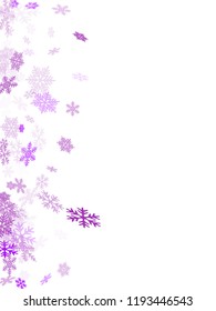 Winter snowflakes border magic vector background.  Macro snowflakes flying border design, holiday card with many flakes confetti scatter frame, snow elements. Cold weather winter symbols.