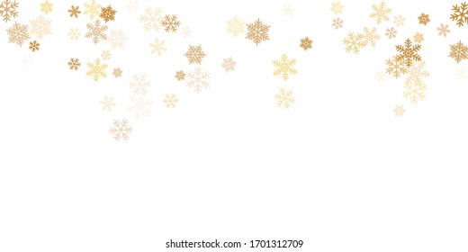 Winter snowflakes border magic vector background.  Macro snowflakes flying border graphics, holiday card with flakes confetti scatter frame, snow elements. Freezing cold symbols.