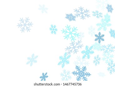 Winter snowflakes border minimal vector background.  Macro snowflakes flying border graphics, holiday card with flakes confetti scatter frame, snow elements. Seasonal winter symbols.