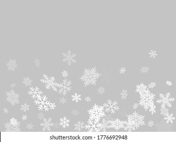 El invierno serpentea el borde mínimo del fondo vectorial.  Macrocopos de nieve con ilustración de borde volador, tarjeta o pancarta con flakes con marco de dispersión de confeti, elementos de nieve. Símbolos de invierno escarpados.