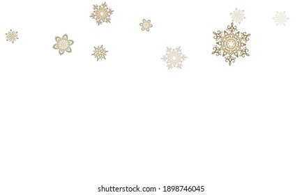 Winter snowflakes border minimal vector background. Shiny Christmas and New Year frame for gift certificate, ads, banners, flyers.  Vector illustration.