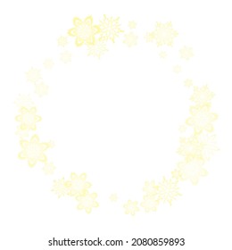 Winter snowflakes border minimal vector background. Shiny Christmas and New Year frame for gift certificate, ads, banners, flyers.  Seasonal winter symbols.