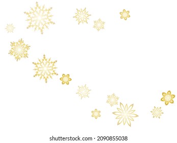Winter snowflakes border minimal vector background. Luxurious festive background for your Christmas and New Year Design of banners, cards, posters, wallpapers. Seasonal winter symbols.