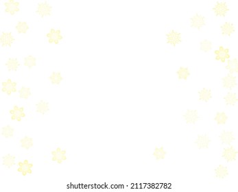 Winter snowflakes border minimal vector background. Christmas or New Year golden snowflake decoration garland on white background.  Vector illustration.