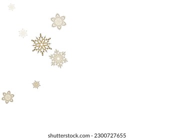 Winter snowflakes border minimal vector background. Shiny Christmas and New Year frame for gift certificate, ads, banners, flyers.  Winter frost print. Festive frame.