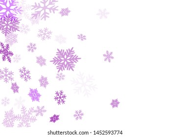 Winter snowflakes border simple vector background.  Macro snowflakes flying border illustration, holiday banner with flakes confetti scatter frame, snow elements. Cold weather winter symbols.