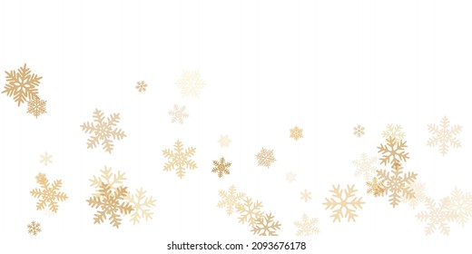 Winter snowflakes border simple vector background.  Macro snowflakes flying border graphics, holiday banner with flakes confetti scatter frame, snow elements. Seasonal winter symbols.
