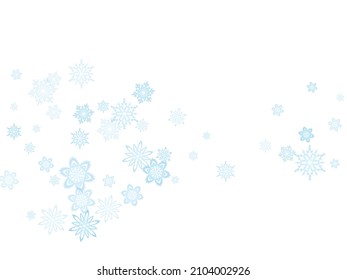 Winter snowflakes border simple vector background. Winter xmas snow background. Flakes falling and flying winter tale vector background.
