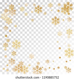 Winter snowflakes and circles border vector design. Unusual gradient snow flakes isolated banner background. New Year card border winter pattern with minimal snowflake shapes isolated.