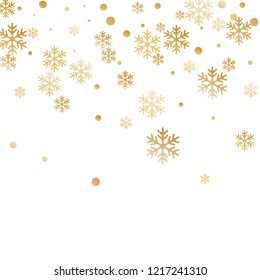 Winter snowflakes and circles border vector backdrop. Unusual gradient snow flakes isolated flyer background. New Year card border winter pattern with trendy snowflake elements isolated.