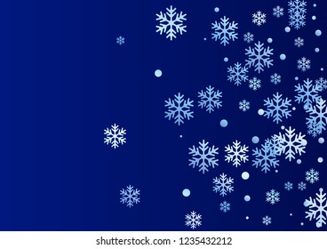 Winter snowflakes and circles border vector backdrop. Unusual gradient snow flakes isolated banner background. New Year 2019 card border pattern template with flying snowflake shapes isolated.