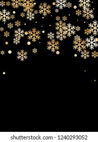 Winter snowflakes and circles border vector graphics. Unusual gradient snow flakes isolated banner background. New Year card border holiday pattern with minimal snowflake shapes isolated.
