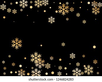 Winter snowflakes and circles border vector backdrop. Unusual gradient snow flakes isolated flyer background. New Year card border holiday pattern with minimal snowflake shapes isolated.