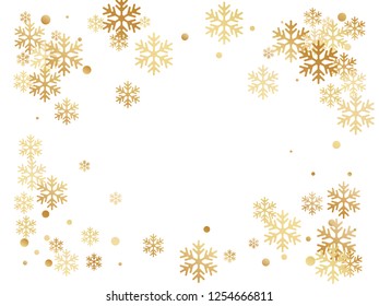 Winter snowflakes and circles border vector design. Unusual gradient snow flakes isolated flyer background. New Year card border holiday pattern with minimal snowflake elements isolated.