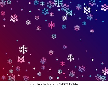 Winter snowflakes and circles border vector graphics. Unusual gradient snow flakes isolated banner background. New Year 2019 card border pattern template with cute snowflake shapes isolated.