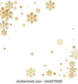 Winter snowflakes and circles border vector backdrop. Unusual gradient snow flakes isolated flyer background. New Year 2019 card border pattern template with falling snowflake elements isolated.