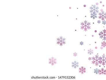 Winter snowflakes and circles border vector design. Unusual gradient snow flakes isolated banner background. New Year card border pattern template with simple snowflake shapes isolated.