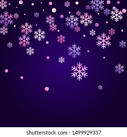 Winter snowflakes and circles border vector backdrop. Unusual gradient snow flakes isolated poster background. New Year card border winter pattern with cool snowflake shapes isolated.