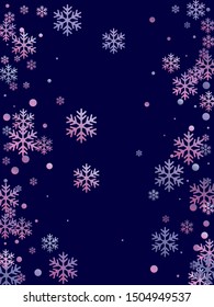Winter snowflakes and circles border vector illustration. Unusual gradient snow flakes isolated poster background. New Year card border holiday pattern with flying snowflake shapes isolated.