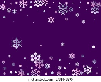 Winter snowflakes and circles border vector design. Unusual gradient snow flakes isolated card background. New Year card border holiday pattern with trendy snowflake shapes isolated.