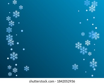 Winter snowflakes and circles border vector backdrop. Unusual gradient snow flakes isolated banner background. New Year 2019 card border pattern template with flying snowflake elements isolated.