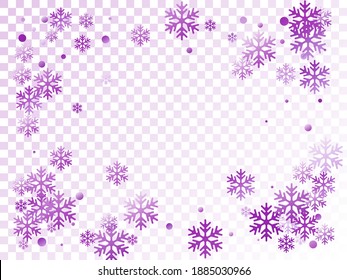 Winter snowflakes and circles border vector graphics. Unusual gradient snow flakes isolated flyer background. New Year 2019 card border pattern template with cute snowflake elements isolated.