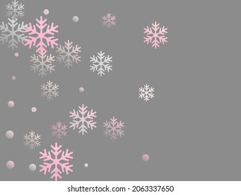 Winter snowflakes and circles border vector backdrop. Unusual gradient snow flakes isolated flyer background. New Year card border winter pattern with simple snowflake shapes isolated.