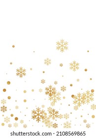Winter snowflakes and circles border vector graphics. Unusual gradient snow flakes isolated flyer background. New Year card border winter pattern with flying snowflake shapes isolated.