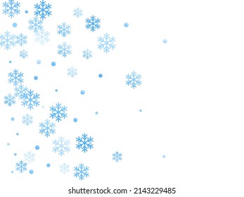 Winter snowflakes and circles border vector design. Unusual gradient snow flakes isolated poster background. New Year card border winter pattern with trendy snowflake shapes isolated.