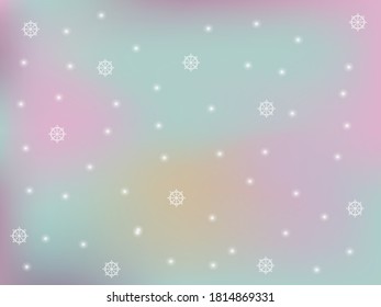Winter snowflakes and circles. Unusual gradient snow flakes isolated flyer background. New Year card border winter pattern with minimal snowflake elements isolated.