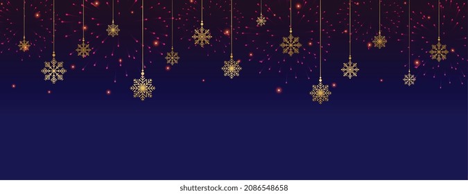 winter snowflakes decorative banner with text space