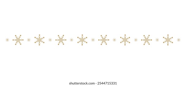  Winter snowflakes decorative border template isolated on white background.