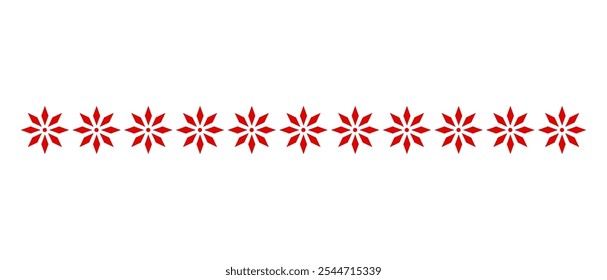 Winter snowflakes decorative border template isolated on white background.