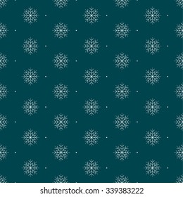 Winter Snowflakes Doodles. Seamless Background Pattern on turquoise background. Hand-Drawn Vector Illustration. 