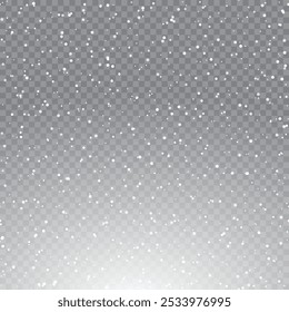 Winter Snowflakes Falling on Transparent Background for Christmas Design .Vector illustration