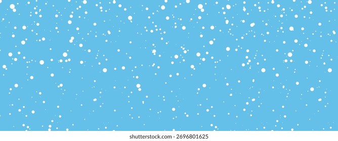 Winter Snowflakes And Falling Snow On Blue Background, Festive Christmas And Holiday Season Frosty Backdrop For Greeting Cards And Digital Design, Vector Illustration.