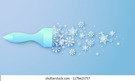 Winter snowflakes in the form of a brush paint. Brush paint design for winter. paper cut and craft design. vector. illustration.