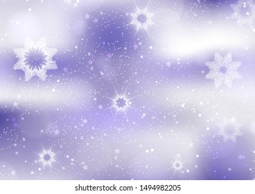 Winter, snowflakes, glare. Creative abstract christmas background. Vector illustration for your design.