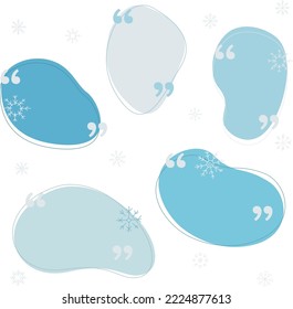 Winter snowflakes holiday season quote bubble citation set of forms frames for quotation slogan quoting in vector shapes christmas snow festive cold blue theme