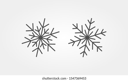 Winter snowflakes icon set, various shapes linear icons