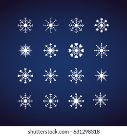 Iconos Winter Snowflakes. Iconos de diseño plano. Vectores de ilustración para Navidad y Año Nuevo. Obra mano abstracta y línea.
