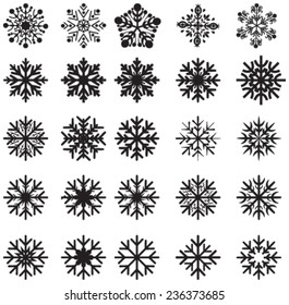 Winter snowflakes icons set in vector isolated on white background.