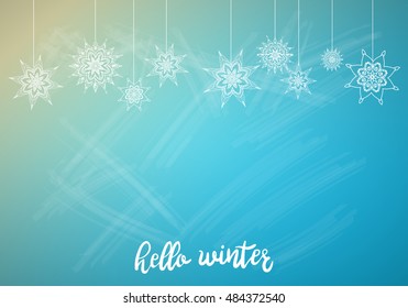 Winter snowflakes new year background.