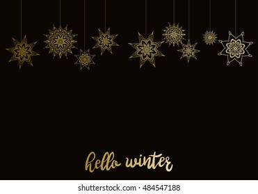 Winter snowflakes new year background.