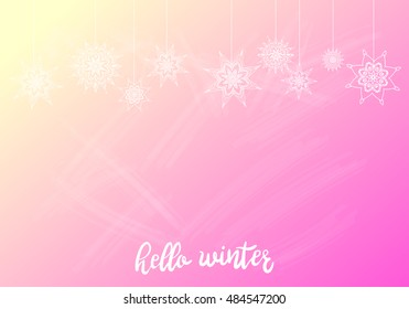 Winter snowflakes new year background.