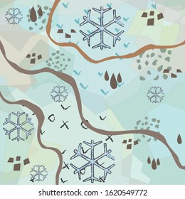 Winter snowflakes on abstract background Winter Pattern with Hand Drawn Snowflakes and lines Terracotta. Scandinavian Style mixed with abstract terracotta. Merry Christmas Texture. Vector Illustration