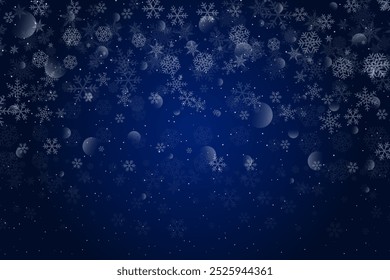 Winter Snowflakes on Dark Blue Background