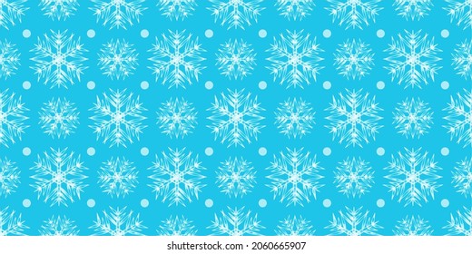 Winter snowflakes pattern background. Blue seamless snowflake pattern. Perfect for fabric, wallpaper, background, wrapping paper, craft, texture, book cover and others.